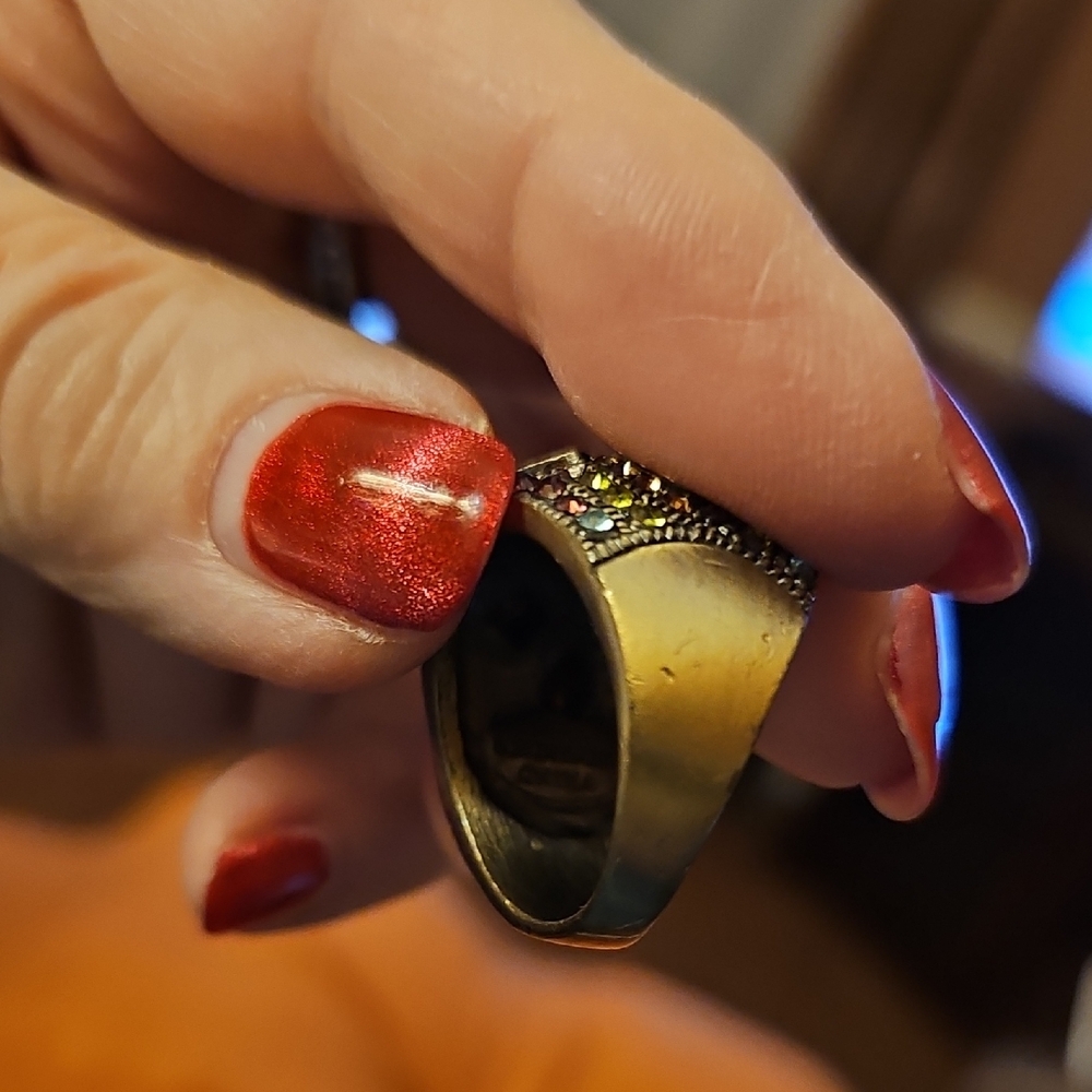 Heidi Daus Multicolor Crystal Dome Ring in Purple and Gold, Size 11 - Picture 2 of 8